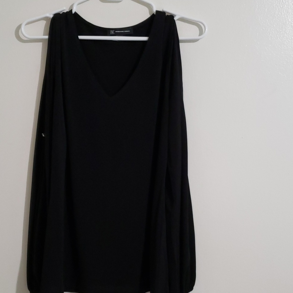 INC black cold shoulder blouse